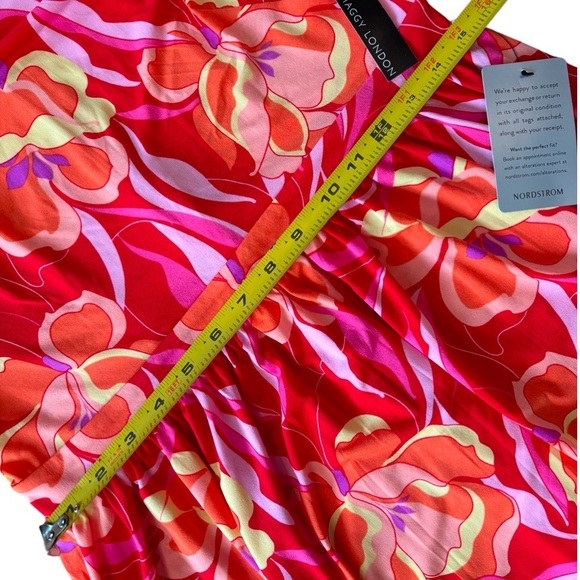 NWT MAGGIE LONDON COLORFUL RED & ORANGE FLORAL DRESS, SIZE 8 - Picture 9 of 13